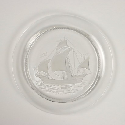 Groupe de 5 Assiettes Crystal Lalique France XXe Siècle