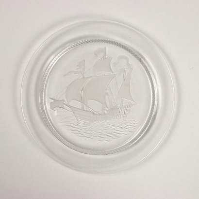 Groupe de 5 Assiettes Crystal Lalique France XXe Siècle