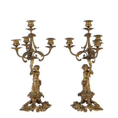 Coppia di Candelabri in Bronzo