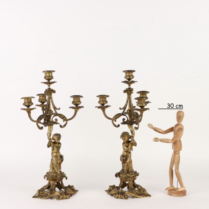 Coppia di Candelabri in Bronzo