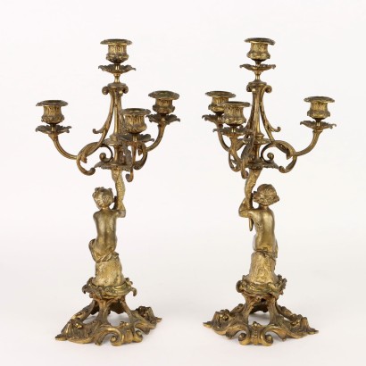 Coppia di Candelabri in Bronzo