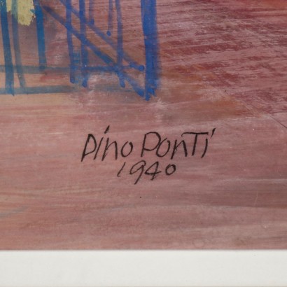 P. Ponti Oil on Hardboard Italy 1940