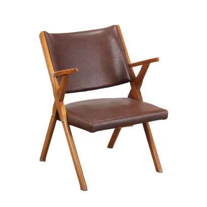 Fauteuil Simili Cuir Italie Années 1950-1960