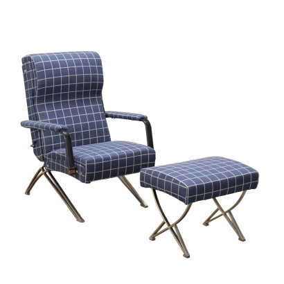 Fauteuil avec Repose-Pieds Formanova Tissu Italie Années 1960