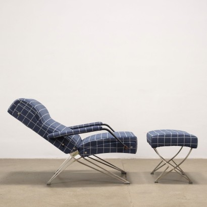 Fauteuil avec Repose-Pieds Formanova Tissu Italie Années 1960