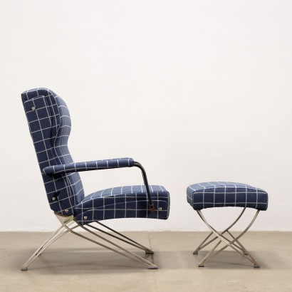 Fauteuil avec Repose-Pieds Formanova Tissu Italie Années 1960