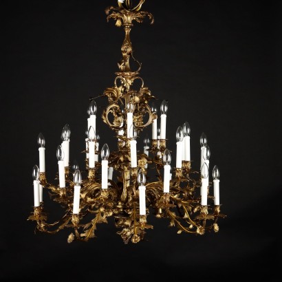 Lampadario Eclettico in Bronzo Dorato