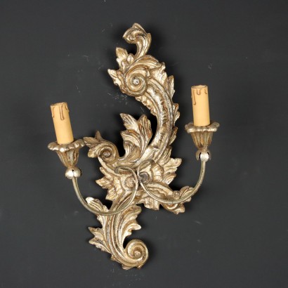 Pair of Wall Lamps Rococo Style Wood Italy XX Century