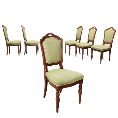 Groupe de 6 Chaises Umbertino Noyer Italie XIX Siècle