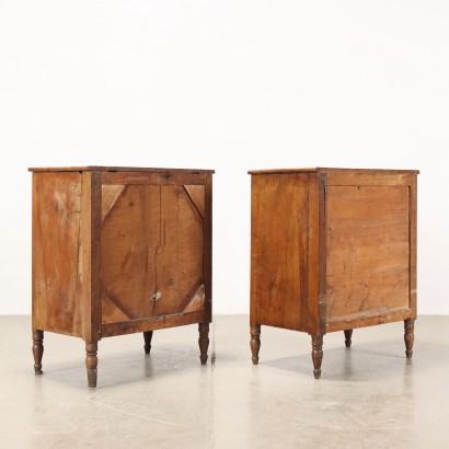 Pair of Bedside Tables Charles X Walnut Italy XIX Century