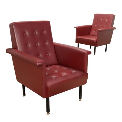 Pair of Armchairs Leatherette Italy 1960s