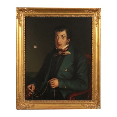 Portrait Masculin Huile sur Toile Italie XIX Siècle