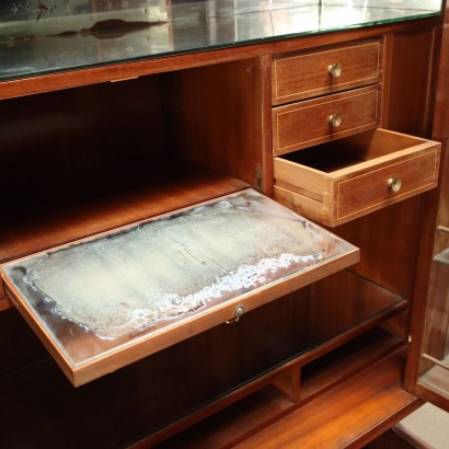 Bar Cabinet Veneered Wood Brass Maple Italy 1950s