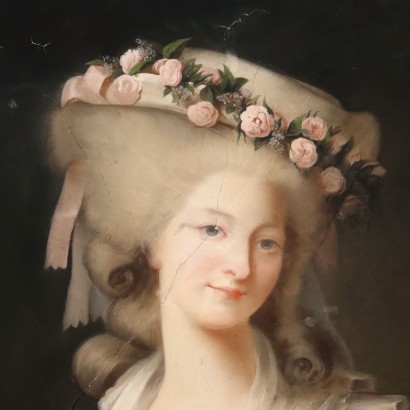 Porträt einer Adligen Damen Farbstifte auf Papier Italien XVIII Jhd