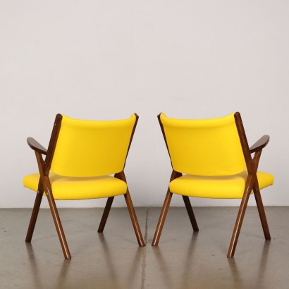 Paire de Fauteuils Hêtre Italie Années 1950-1960