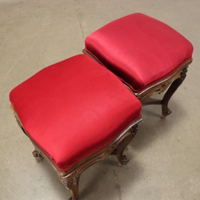 Pair of Piano Stools Louis Philippe Walnut Italy XIX Century