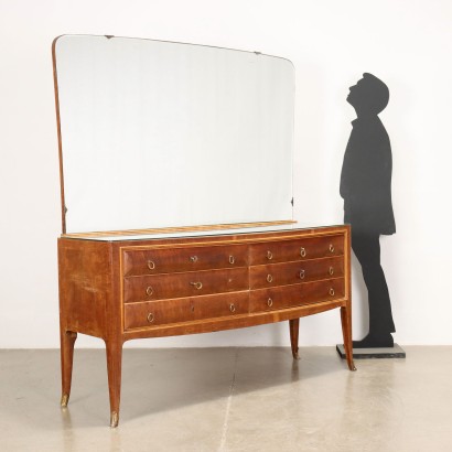Commode avec Miroir Placage d\'Érable Italie Années 1950-1960