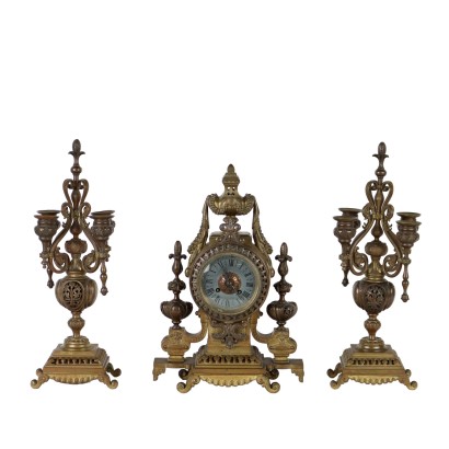 Table Clock with Candelabra Bronze France XIX Century