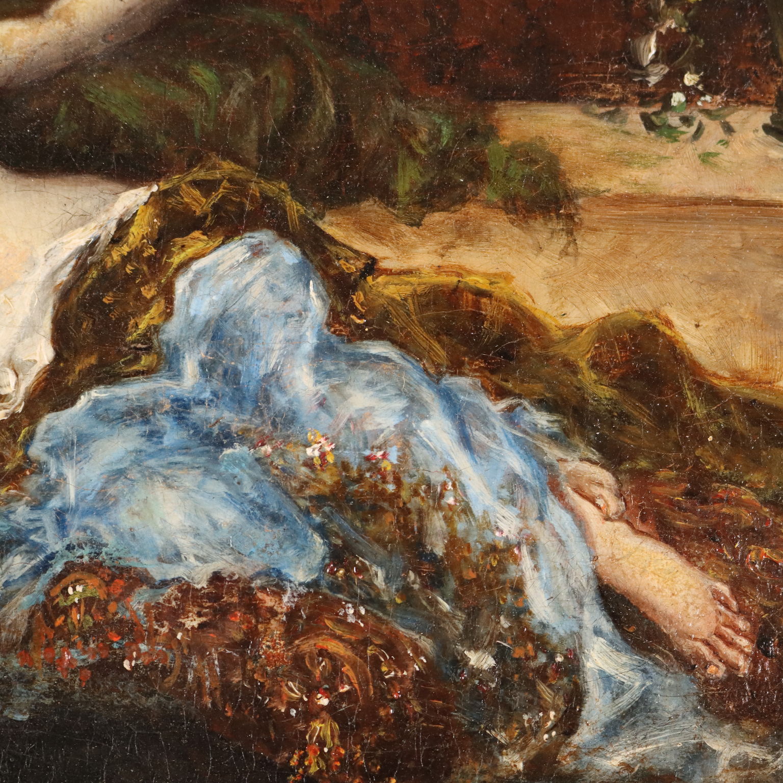 Dipinto con Figure Femminile Arte Ottocento Pittura Olio su Tela