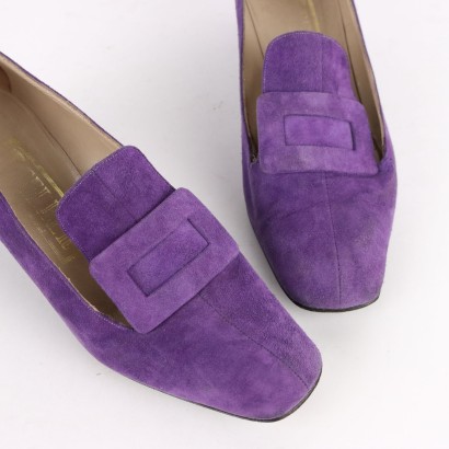 Chaussures à Talon Vintage Suède P. 38 Italie Années 1950-1960