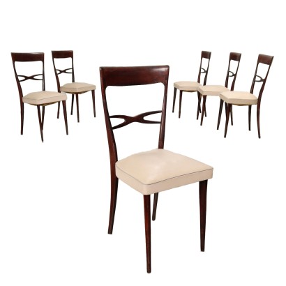 Group of 6 Chairs Beech Italy 1950s-1960s