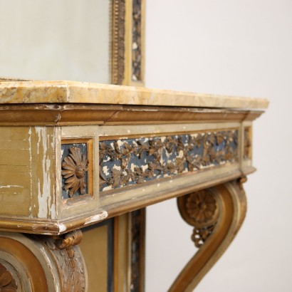 Console with Mirror Neoclassical Style Wood Italy XIX Century