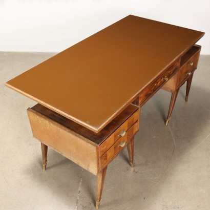 Bureau Placage de Noyer Italie Années 1950-1960