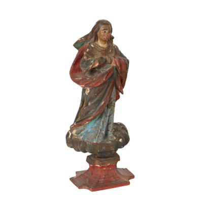 La Vièrge Marie Sculpture en Bois Italie XVIIIe Siècle