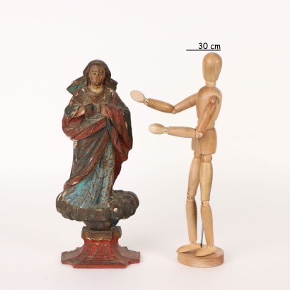 La Vièrge Marie Sculpture en Bois Italie XVIIIe Siècle