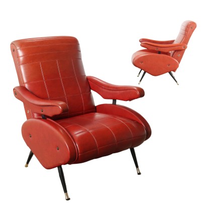 Pair of Reclining Armchairs Leatherette Italy 1960s