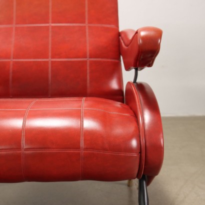 Paire de Fauteuils Inclinables Simili Cuir Italie Années 1960