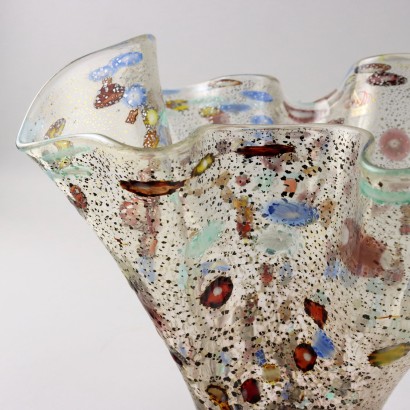 modernariato, modernariato di design, vaso, vaso modernariato, vaso di modernariato, vaso italiano, vaso vintage, vaso anni '60, vaso design anni 60,Vaso Fazzoletto in Vetro di Murano