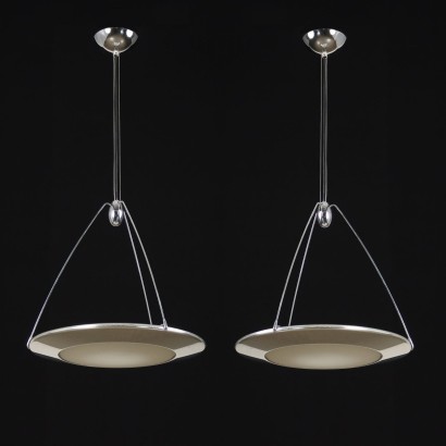 Pair of Ceiling Lamps Mira Arteluce Aluminium Italy 1980s