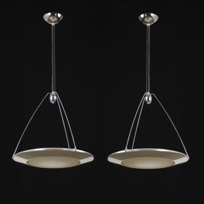 Pair of Ceiling Lamps Mira Artelice Aluminium Italy 1980s