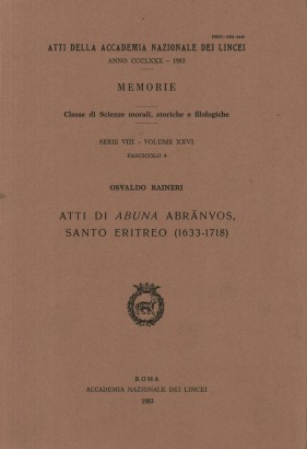 Atti di Abuna Abranyos, santo eritreo (1633-1718)