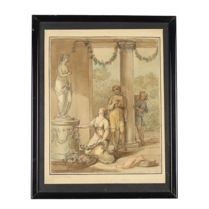 ACQUARELLO SU CARTA FIRMATO G. CADES,Acquarello attribuito a Giuseppe Cades,Scena di sacrificio a Venere. ,Giuseppe Cades,Giuseppe Cades,Giuseppe Cades,Giuseppe Cades,Giuseppe Cades,Giuseppe Cades,Giuseppe Cades,Giuseppe Cades