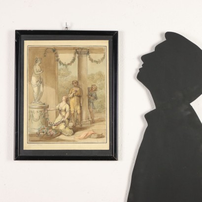 ACQUARELLO SU CARTA FIRMATO G. CADES,Acquarello attribuito a Giuseppe Cades,Scena di sacrificio a Venere. ,Giuseppe Cades,Giuseppe Cades,Giuseppe Cades,Giuseppe Cades,Giuseppe Cades
