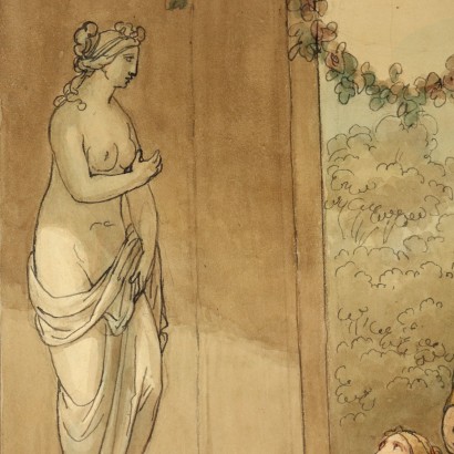 ACQUARELLO SU CARTA FIRMATO G. CADES,Acquarello attribuito a Giuseppe Cades,Scena di sacrificio a Venere. ,Giuseppe Cades,Giuseppe Cades,Giuseppe Cades,Giuseppe Cades,Giuseppe Cades