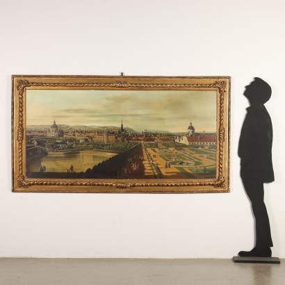 arte, arte italiana, pittura novecento italiana,Copia del XX secolo di Dipinto del C,Veduta di Vienna dal Belvedere copia