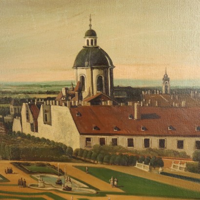 arte, arte italiana, pittura novecento italiana,Copia del XX secolo di Dipinto del C,Veduta di Vienna dal Belvedere copia