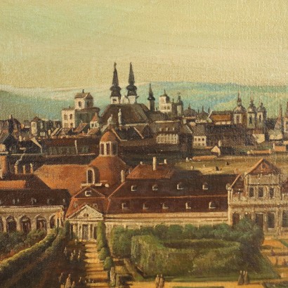 arte, arte italiana, pittura novecento italiana,Copia del XX secolo di Dipinto del C,Veduta di Vienna dal Belvedere copia