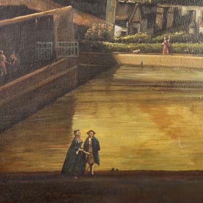 Copie d\'un Tableau de Canaletto Technique Mixte Italie Années 60-70