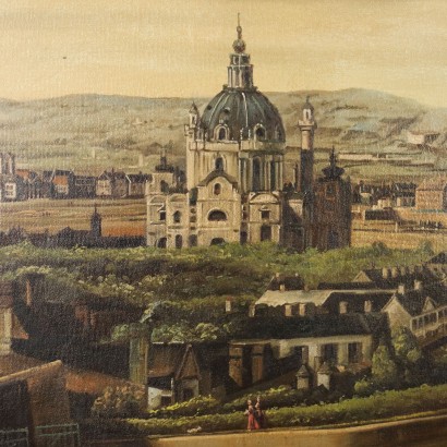 arte, arte italiana, pittura novecento italiana,Copia del XX secolo di Dipinto del C,Veduta di Vienna dal Belvedere copia