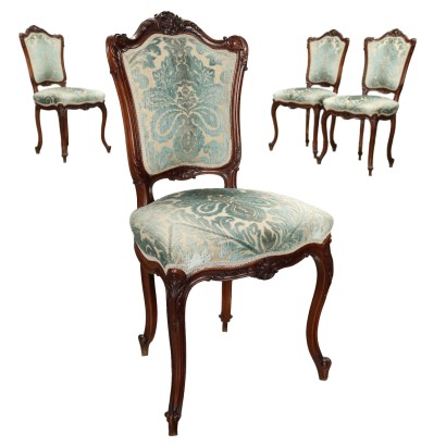 Group of Chairs Rococo Style Mahogany Italy XX Century