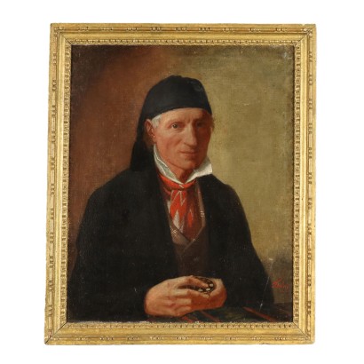 Male Portrait Oil on Canvas Italy XIX Century