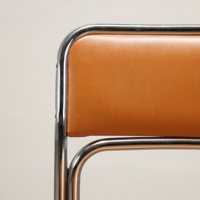 Groupe de 11 Chaises Simili Cuir Italie Années 1970