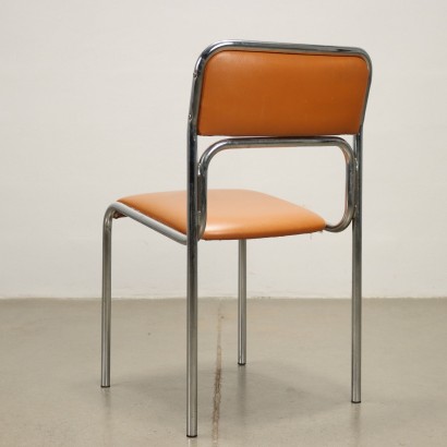 Groupe de 11 Chaises Simili Cuir Italie Années 1970