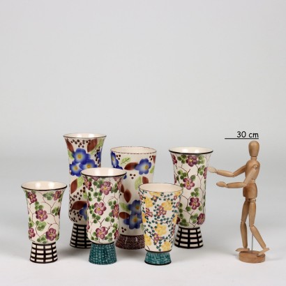 Gruppe von 6 Vasen Steingut Italien 1940er