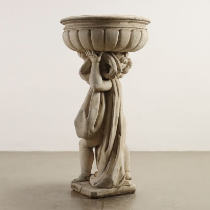 Jardinière avec Angelot en Ciment Italie XXe Siècle