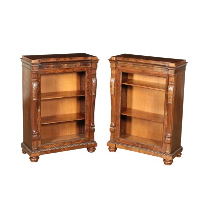 Pair of Mahogany Bookcases Italy XIX Century
